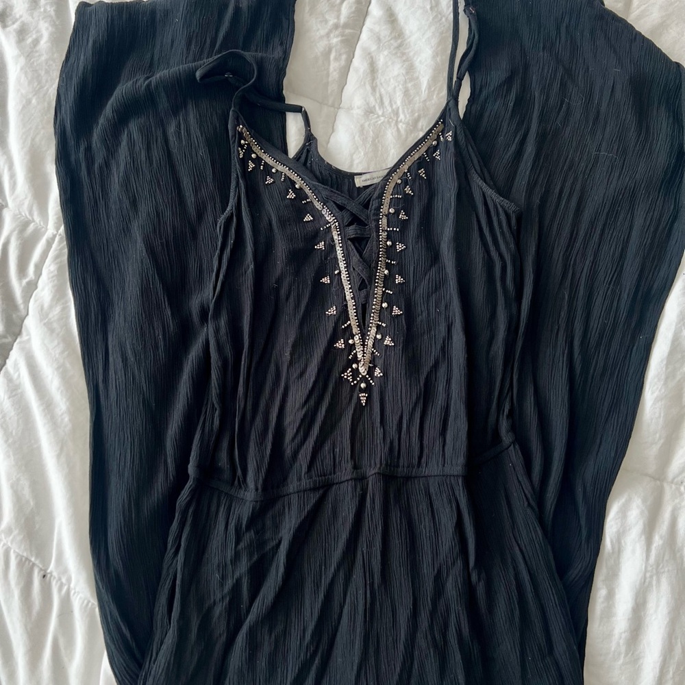 American Eagle Outfitters Black Sleeveless Sequin Jumpsuit